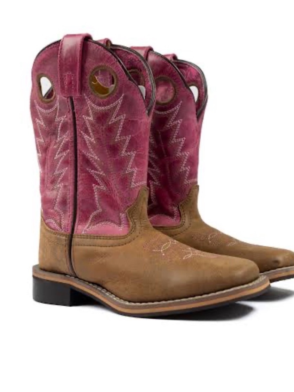 Shyanne Girls Brown and Pink Western Pull-On Boots